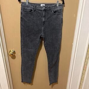 Simple Society Skinny Jeans Womens Gray Acid Wash Raw Hem High Rise 13/31